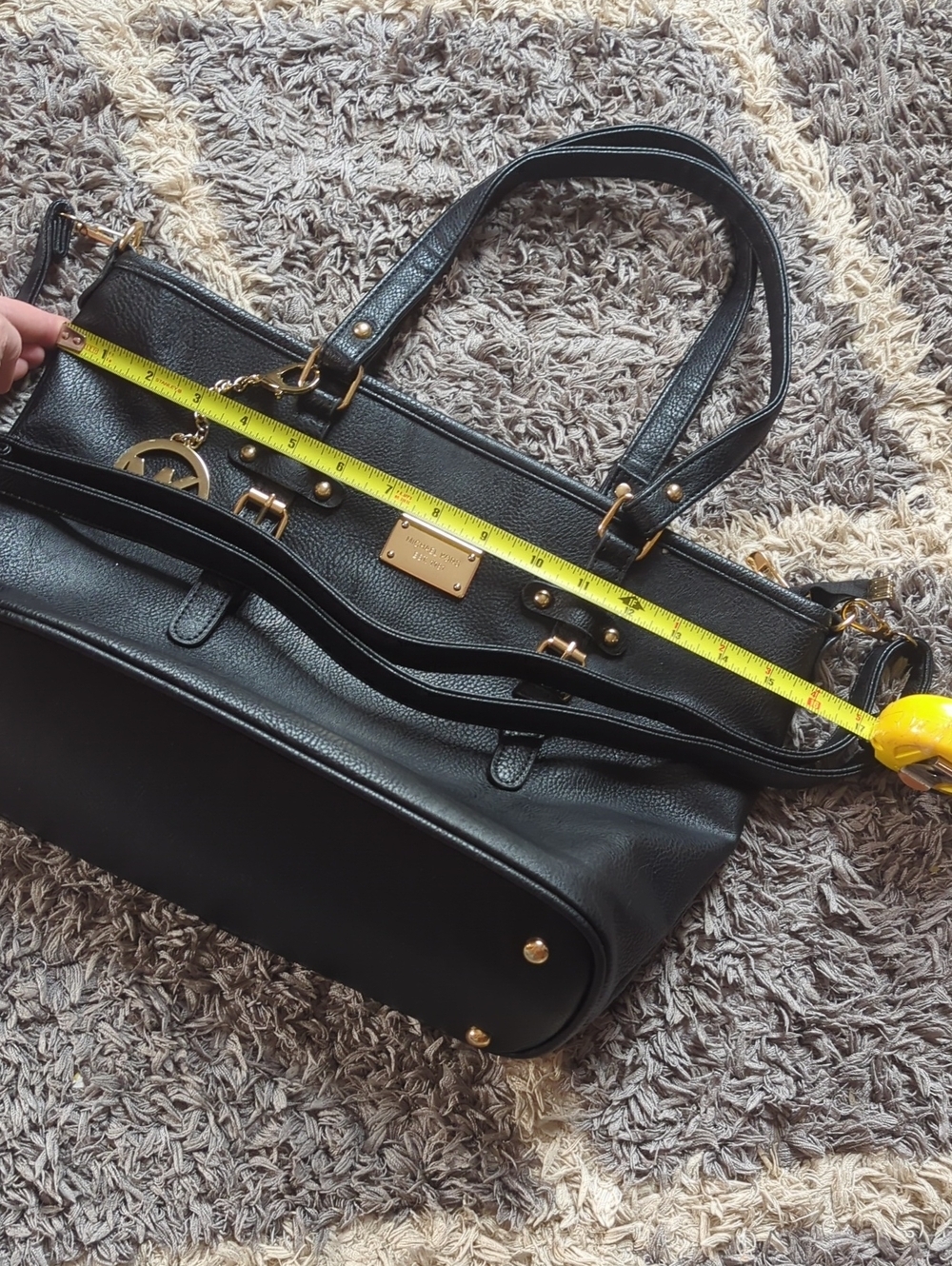Michael Kors Black Leather Tote with Gold Hardware - Picture 5 of 8